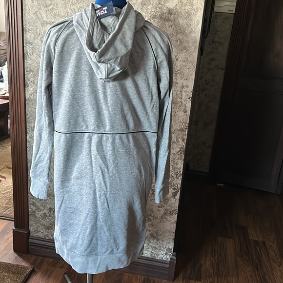 Tommy Jeans-Women Size S- Gray-Sweatshirt Dress w/ Hood-27 in from armpit to hem - Picture 2 of 5